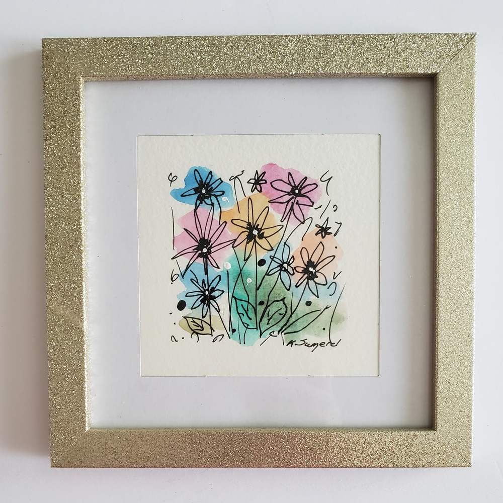 Floral Art Painting with Gold Frame